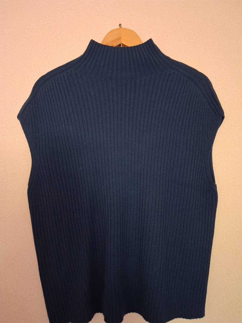 Jigsaw Ribbed Sleeveless Mock Neck Sweater Vest - Navy